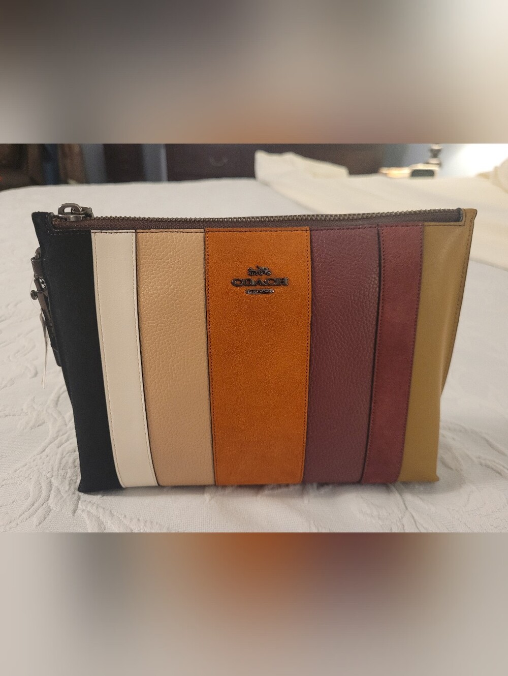 Coach Wristlet Medium Charlie with Patchwork Stripes